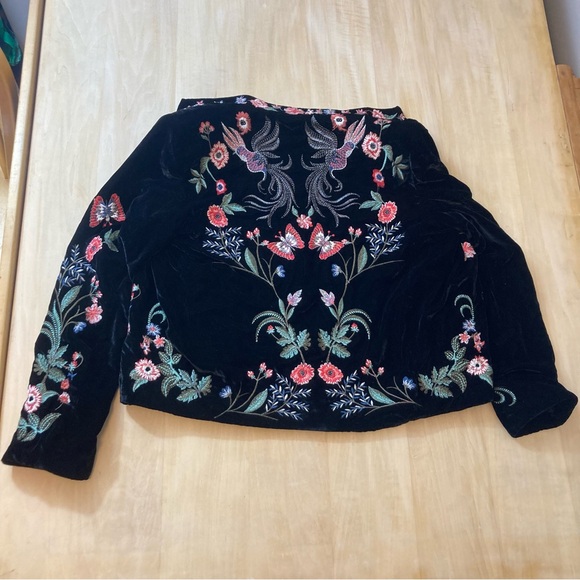 Zara Woman Premium Denim Collection “Woodland” Velvet Embroidered Blazer - Picture 8 of 10